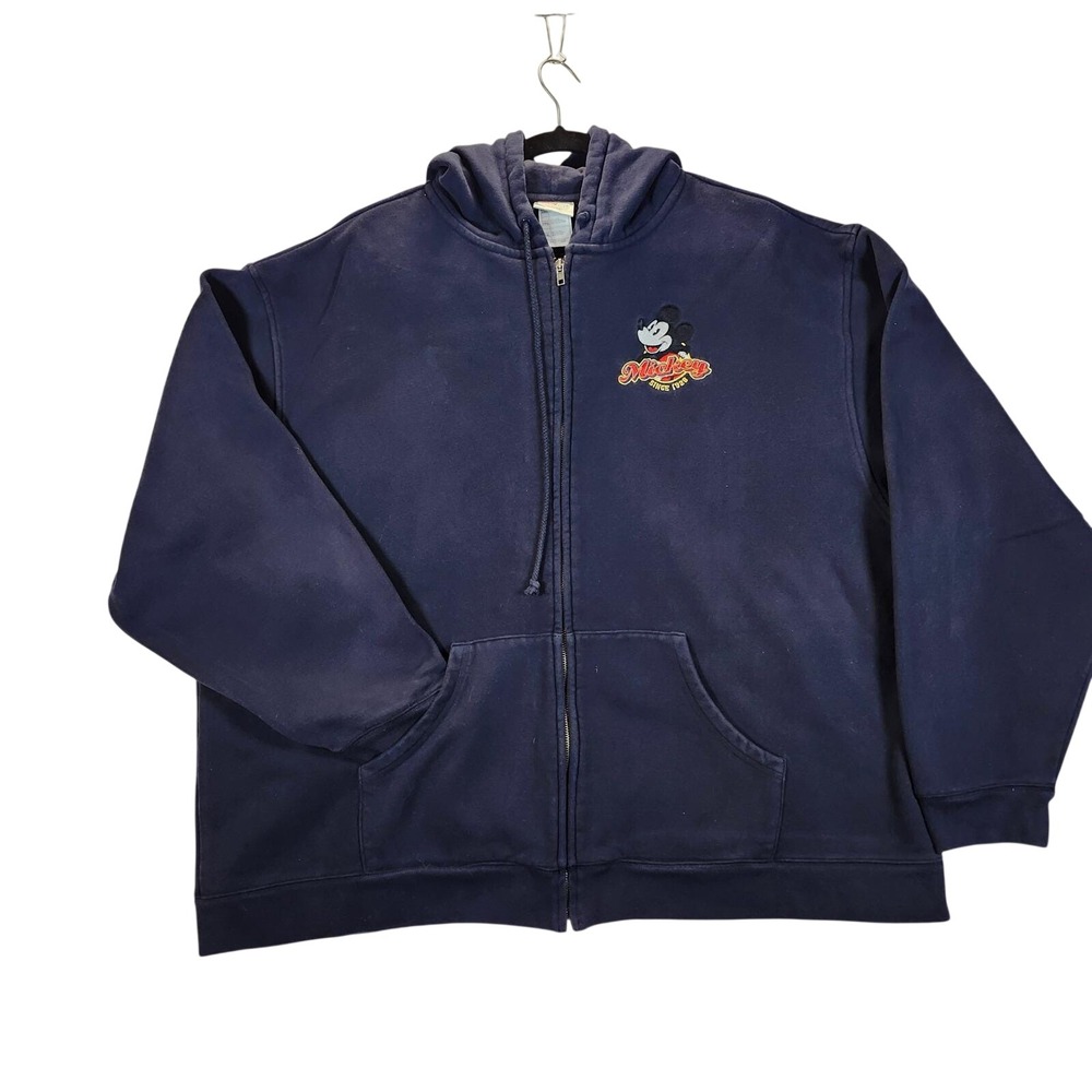 Disney Mickey Mouse Zip Up Hoodie Sweatshirt Navy Blue XXL Authentic Disney Stor